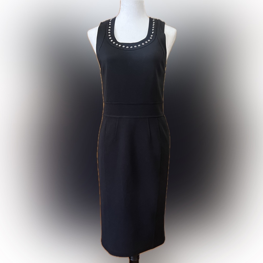 Burberry Black Pleated Pencil Dress Knee-length